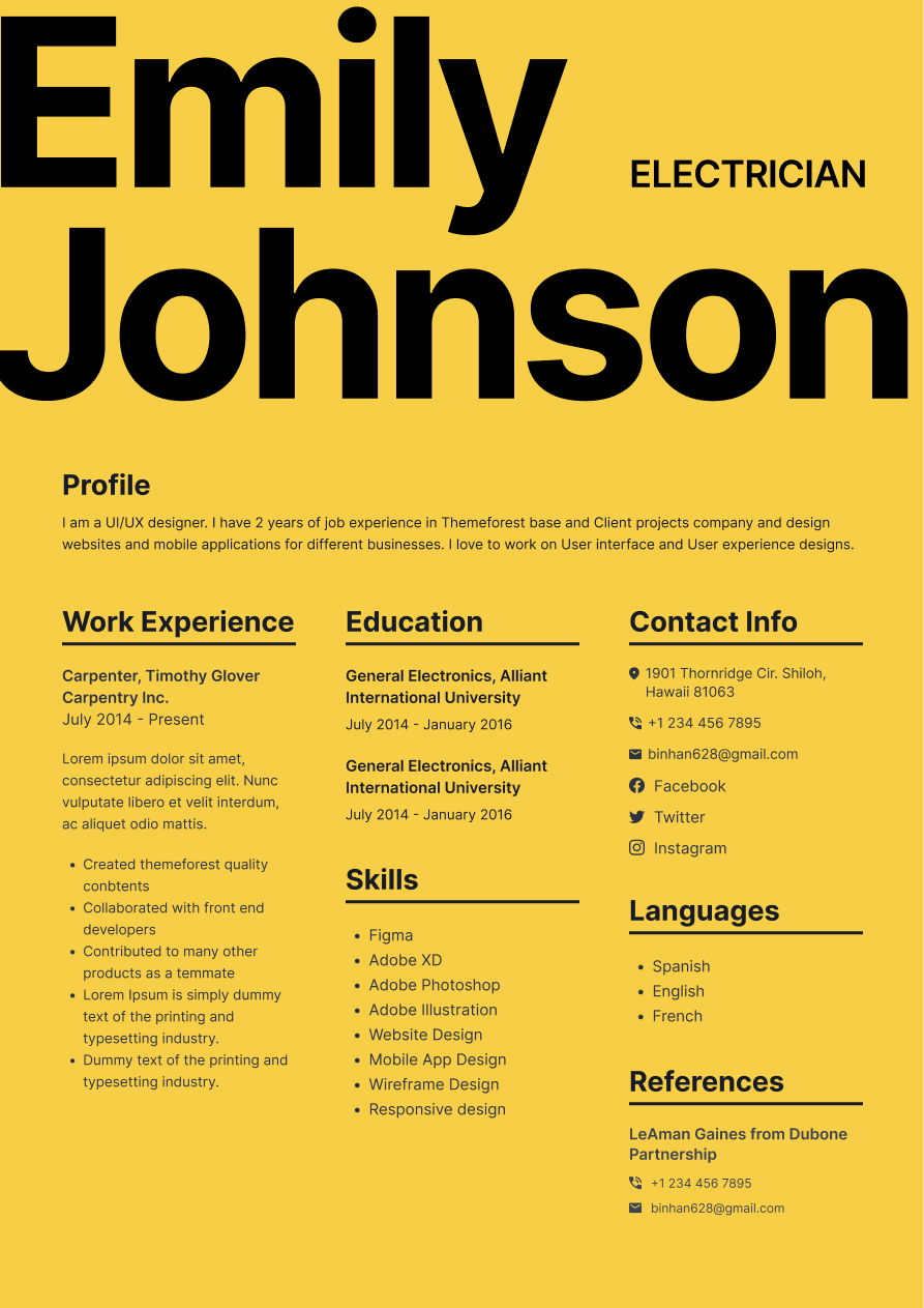 Resume Template Vista